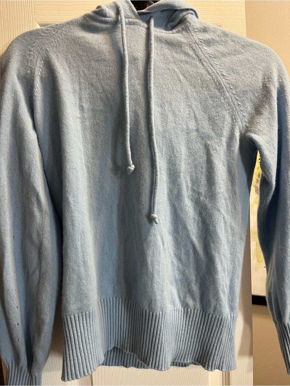 Club Monaco Light Blue 100% Cashmere Crewneck Hoodie Sweater